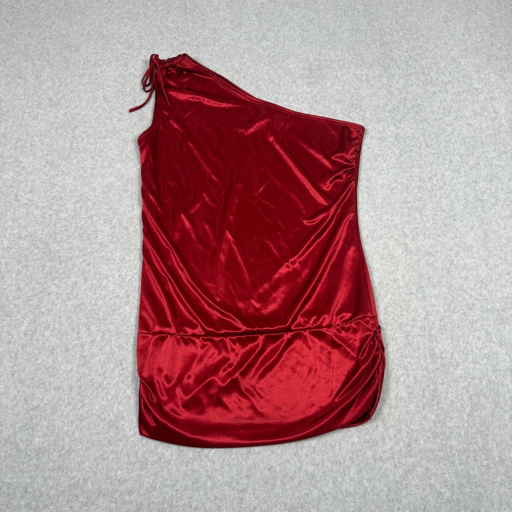 Vintage Y2K Vanity Red One Shoulder Shimmer Going Out Top Club Party Large